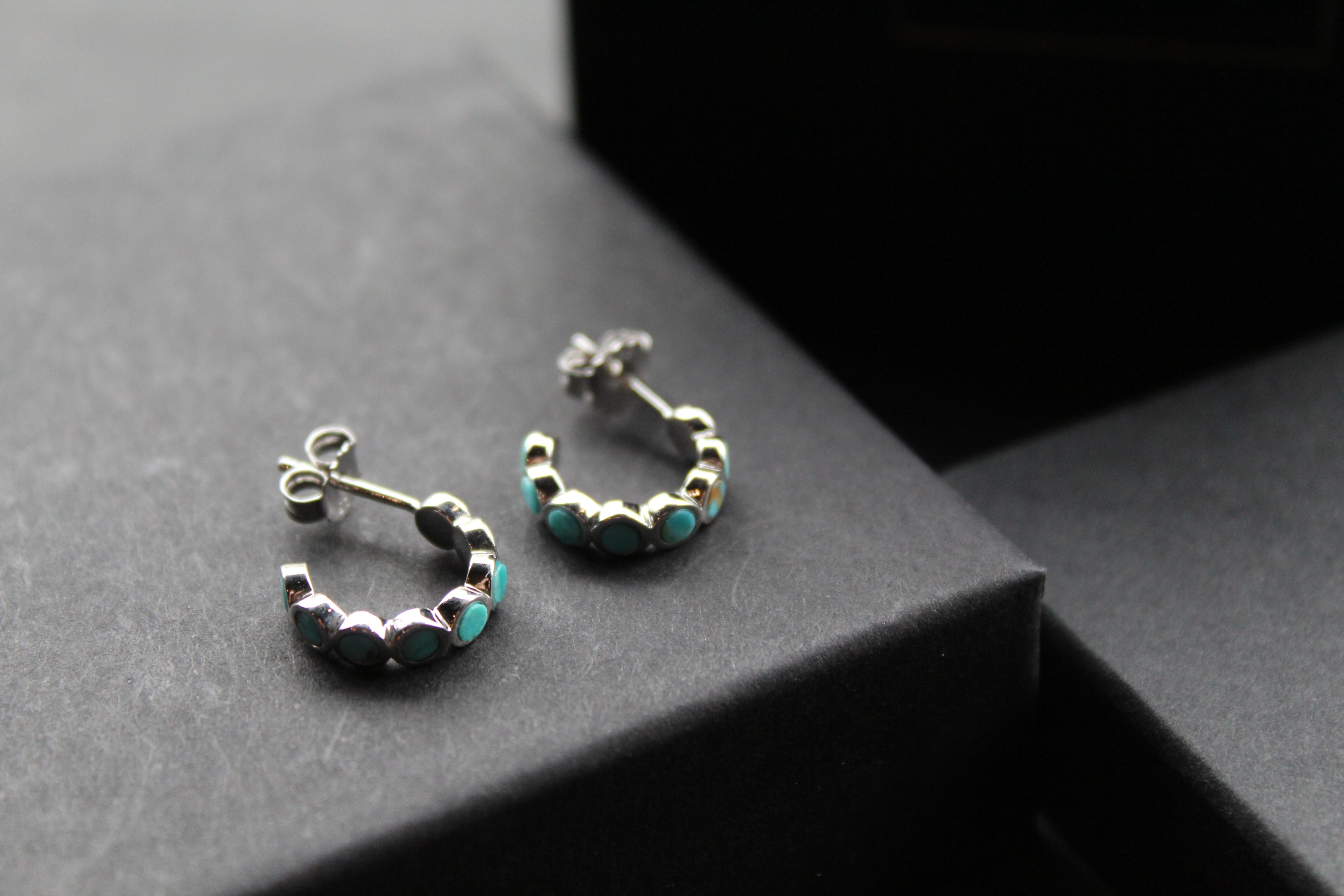 Hoop Studs with Turquoise