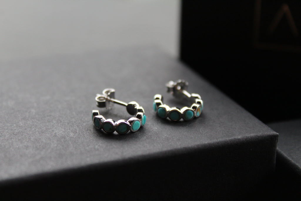 Hoop Studs with Turquoise