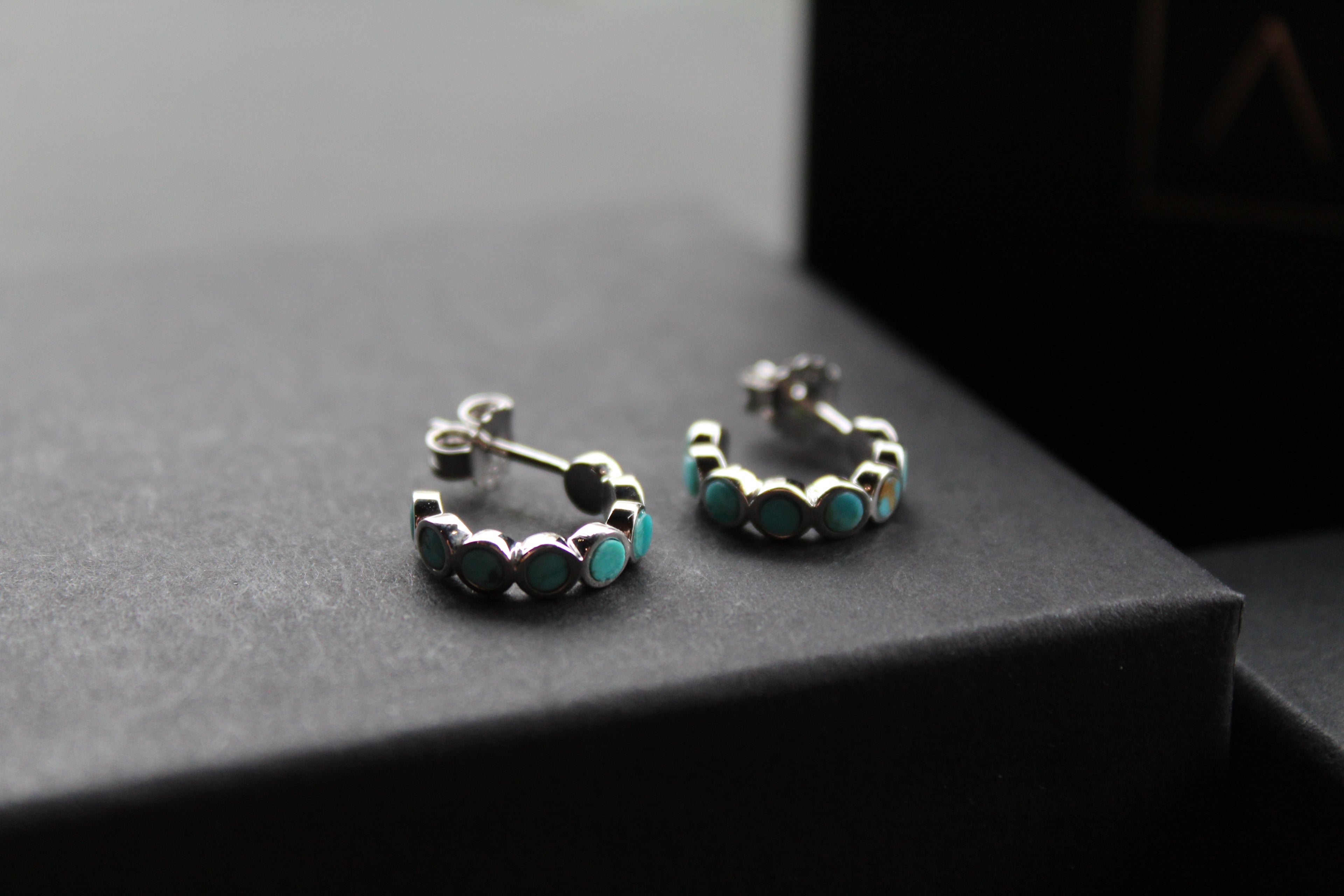 Hoop Studs with Turquoise