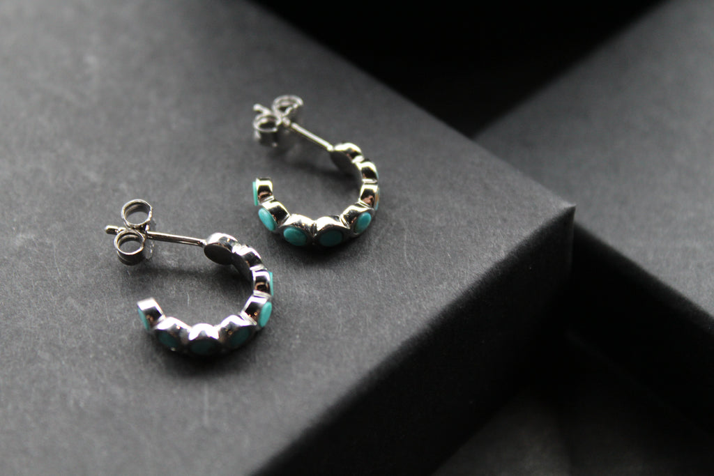 Hoop Studs with Turquoise
