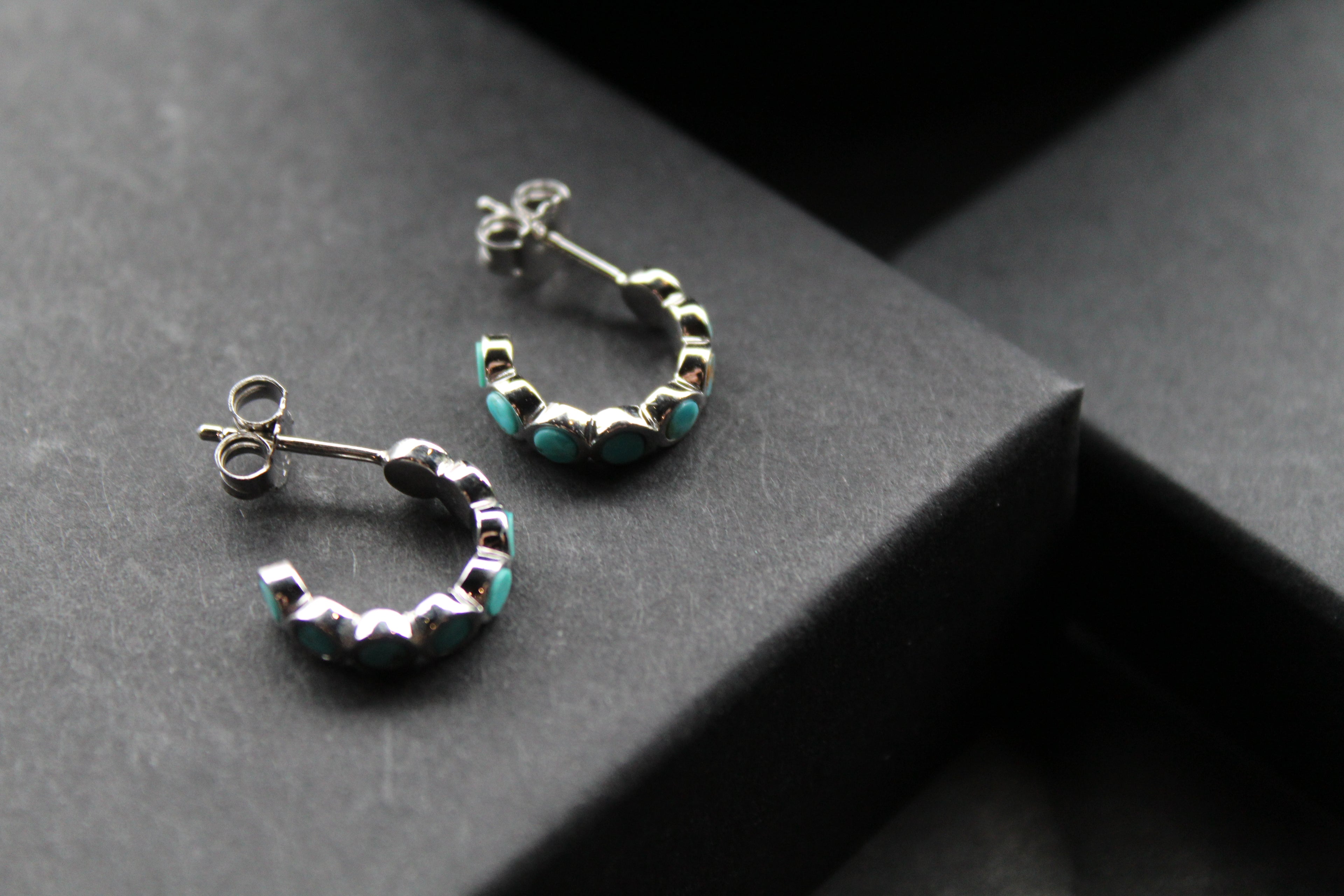 Hoop Studs with Turquoise