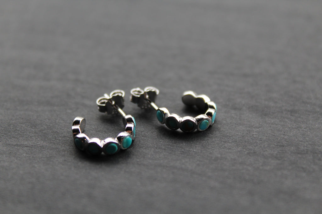 Hoop Studs with Turquoise