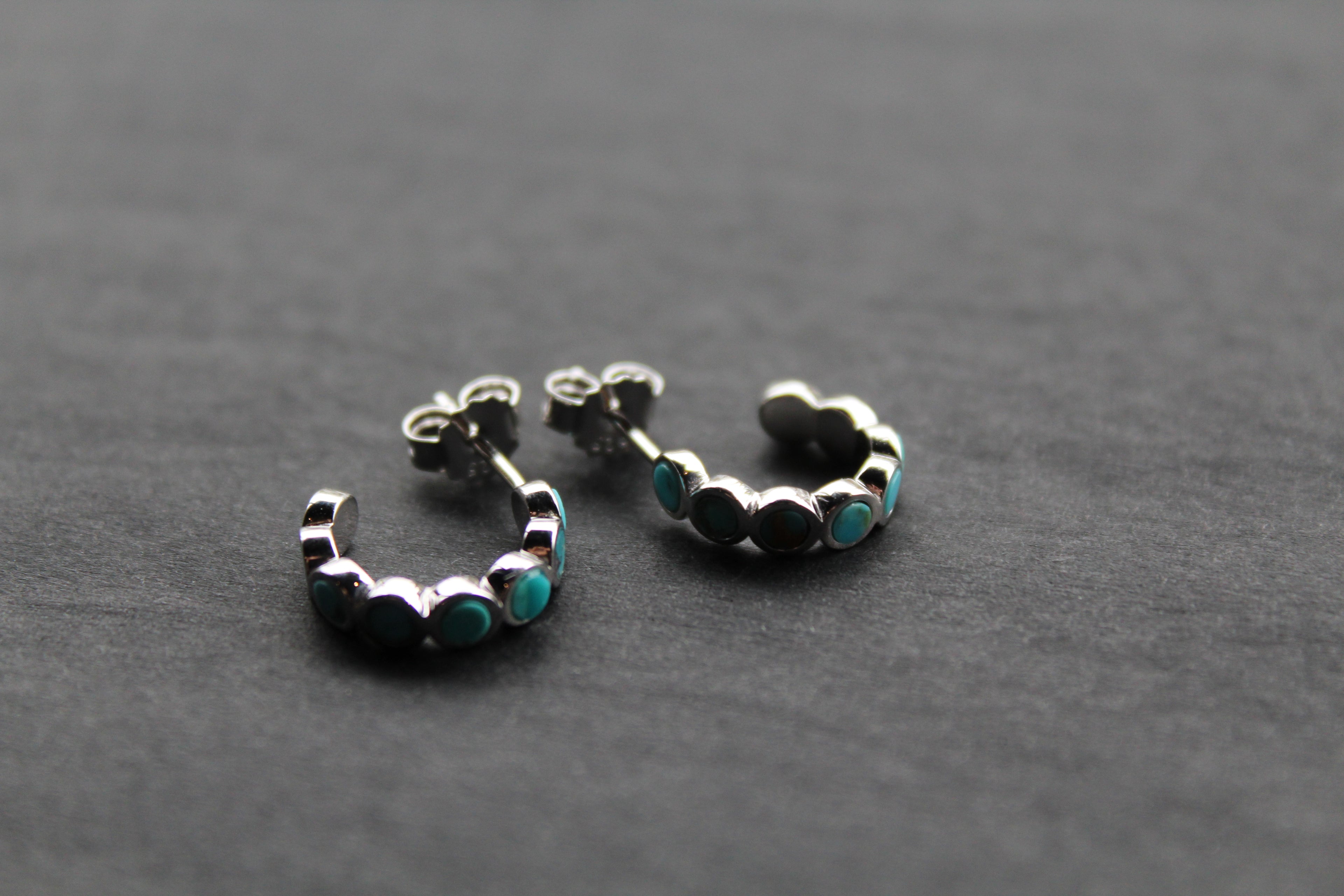 Hoop Studs with Turquoise