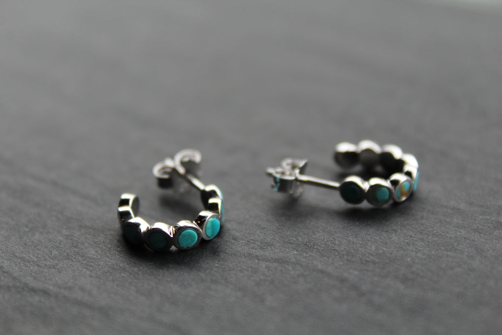 Hoop Studs with Turquoise