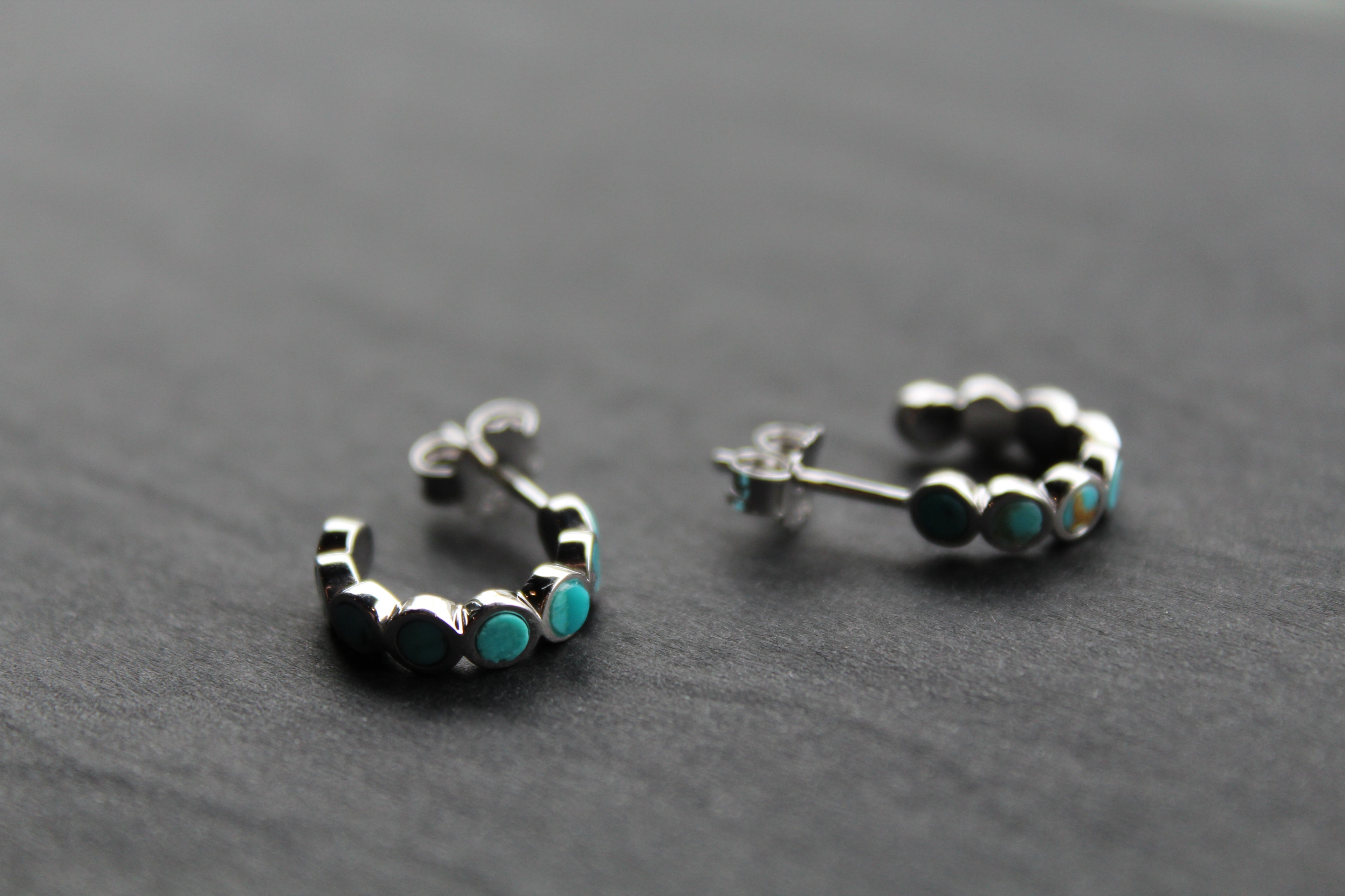 Hoop Studs with Turquoise