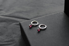 Load image into Gallery viewer, Hoops with Red Glass Teardrop Charm
