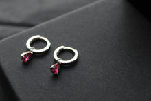 Load image into Gallery viewer, Hoops with Red Glass Teardrop Charm
