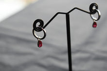 Load image into Gallery viewer, Hoops with Red Glass Teardrop Charm
