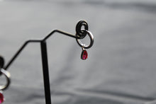 Load image into Gallery viewer, Hoops with Red Glass Teardrop Charm
