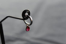 Load image into Gallery viewer, Hoops with Red Glass Teardrop Charm
