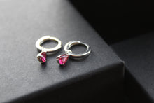 Load image into Gallery viewer, Hoops with Red Glass Teardrop Charm
