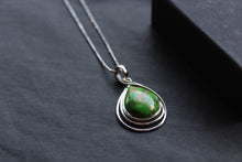 Load image into Gallery viewer, Teardrop Green Turquoise Mohave Wire Detail Necklace
