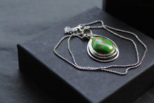 Load image into Gallery viewer, Teardrop Green Turquoise Mohave Wire Detail Necklace
