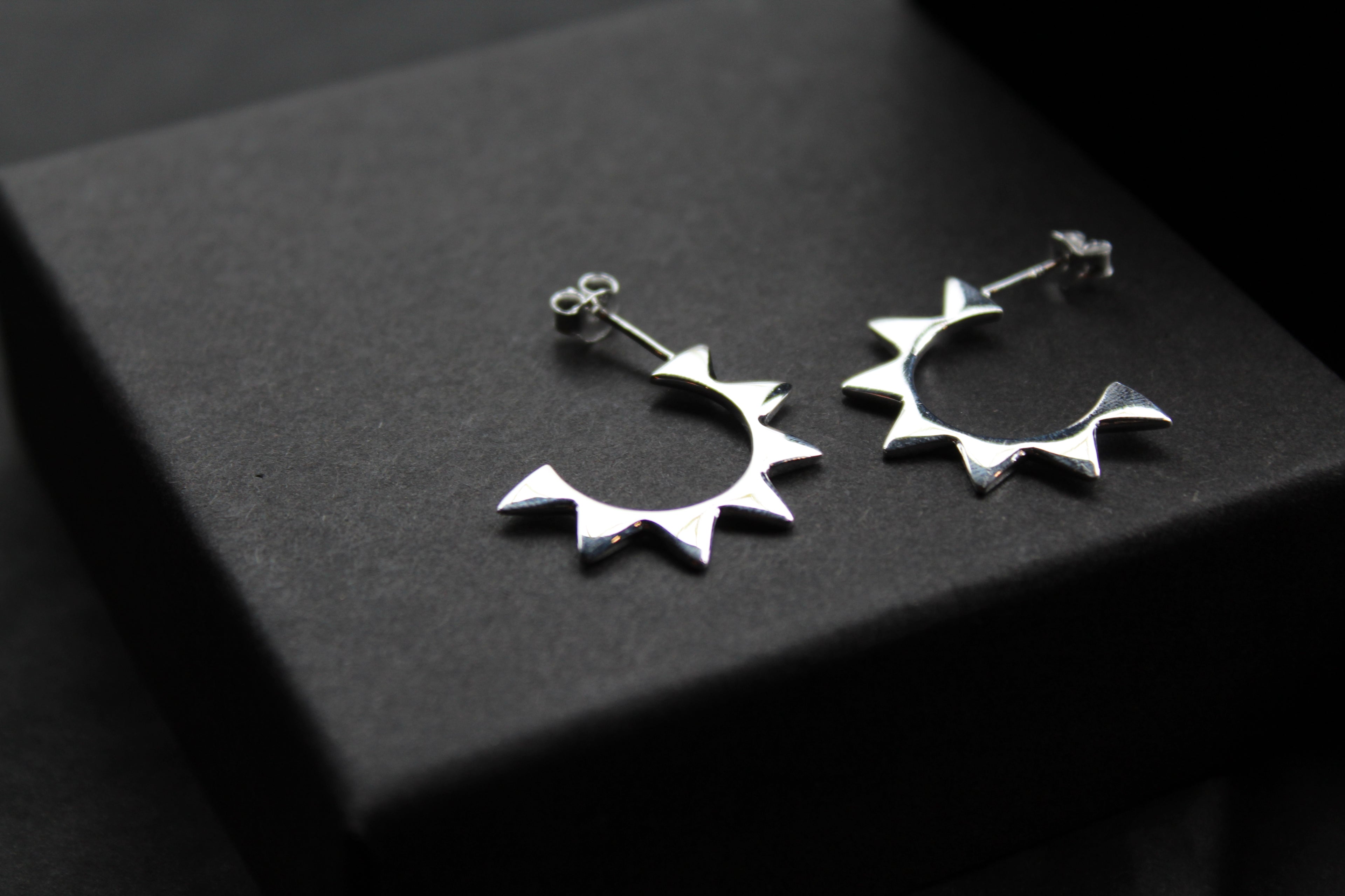 Sun Hoop Silver Studs