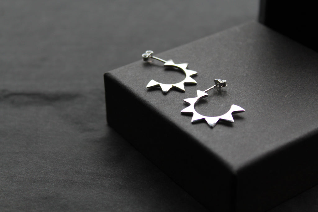 Sun Hoop Silver Studs
