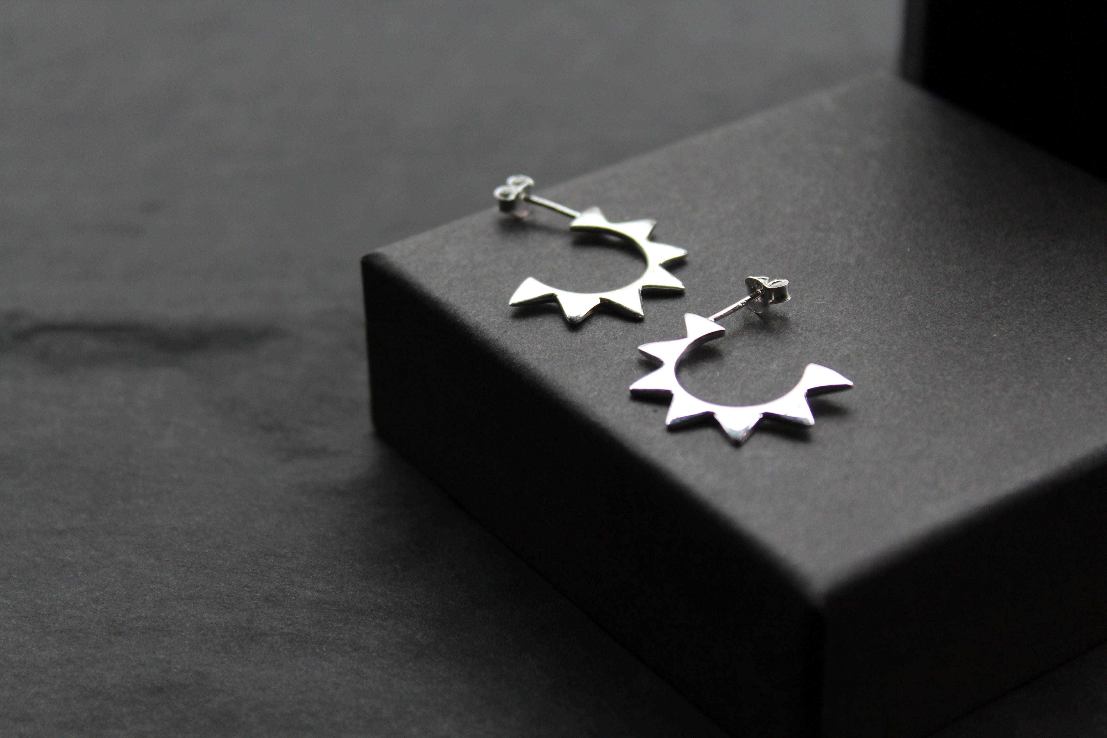 Sun Hoop Silver Studs