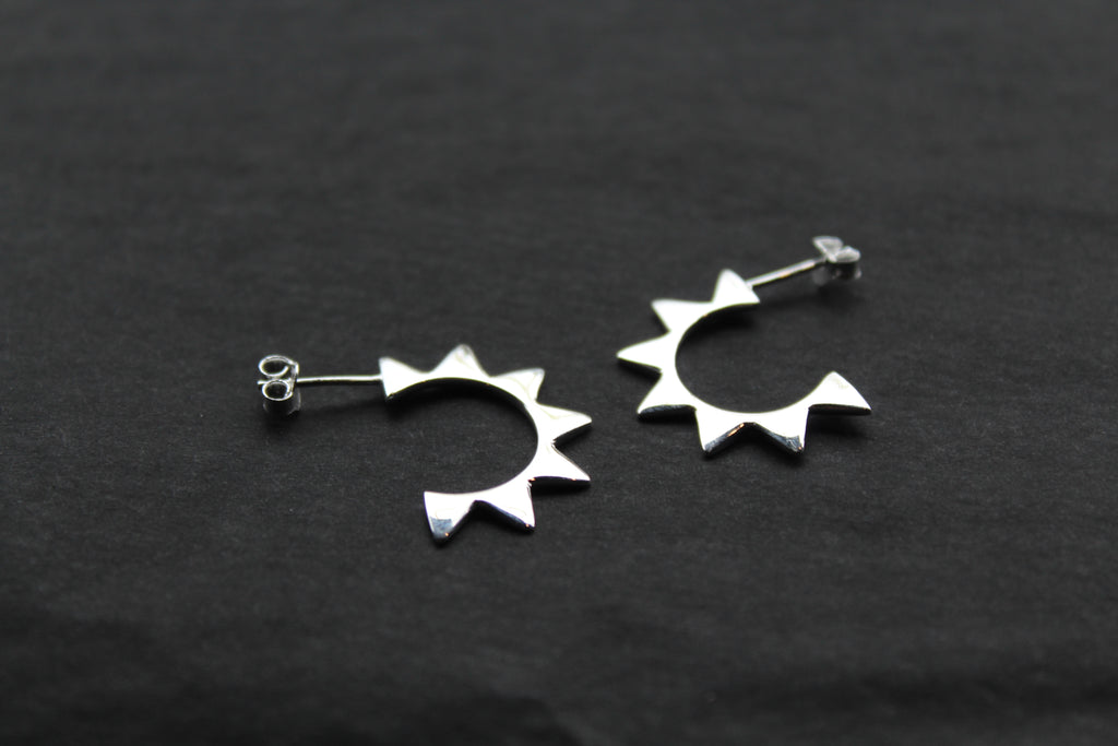 Sun Hoop Silver Studs