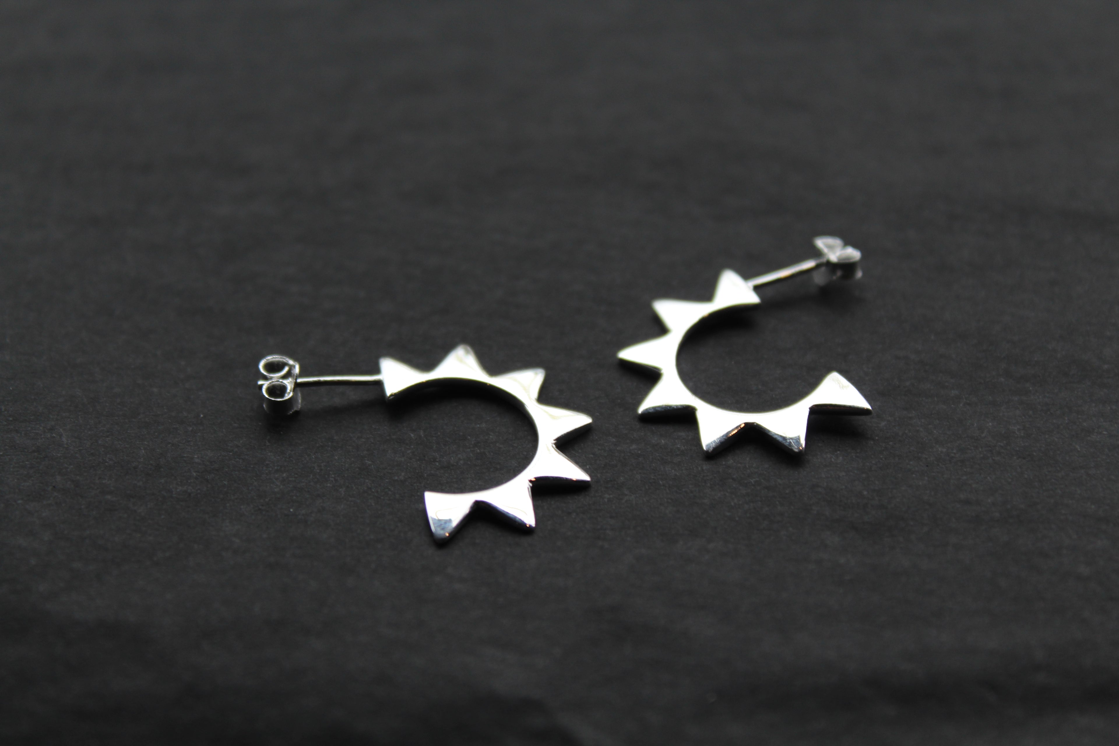 Sun Hoop Silver Studs