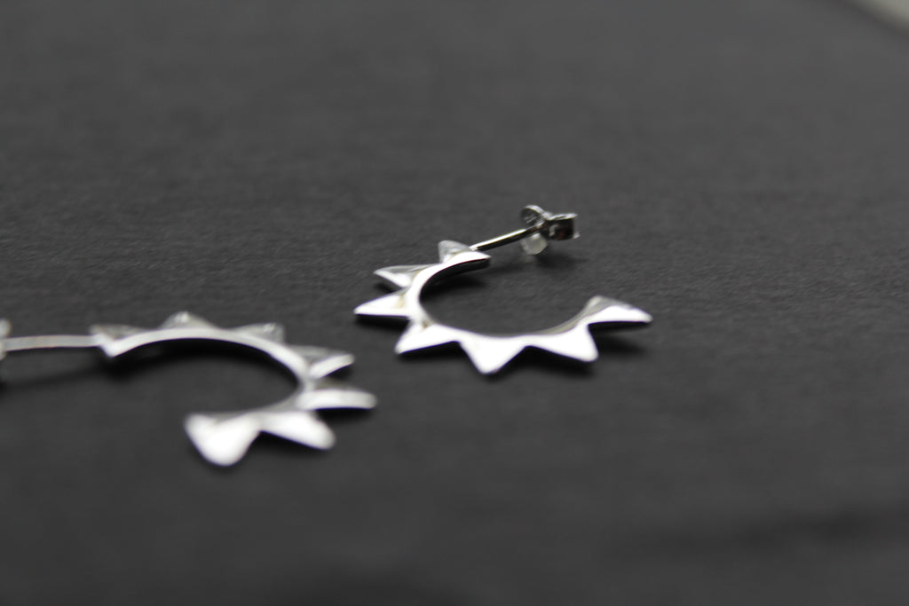 Sun Hoop Silver Studs