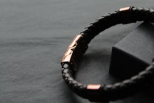 Load image into Gallery viewer, Fred Bennett Woven Brown Leather Bracelet with Coffee Plated Stainless Steel
