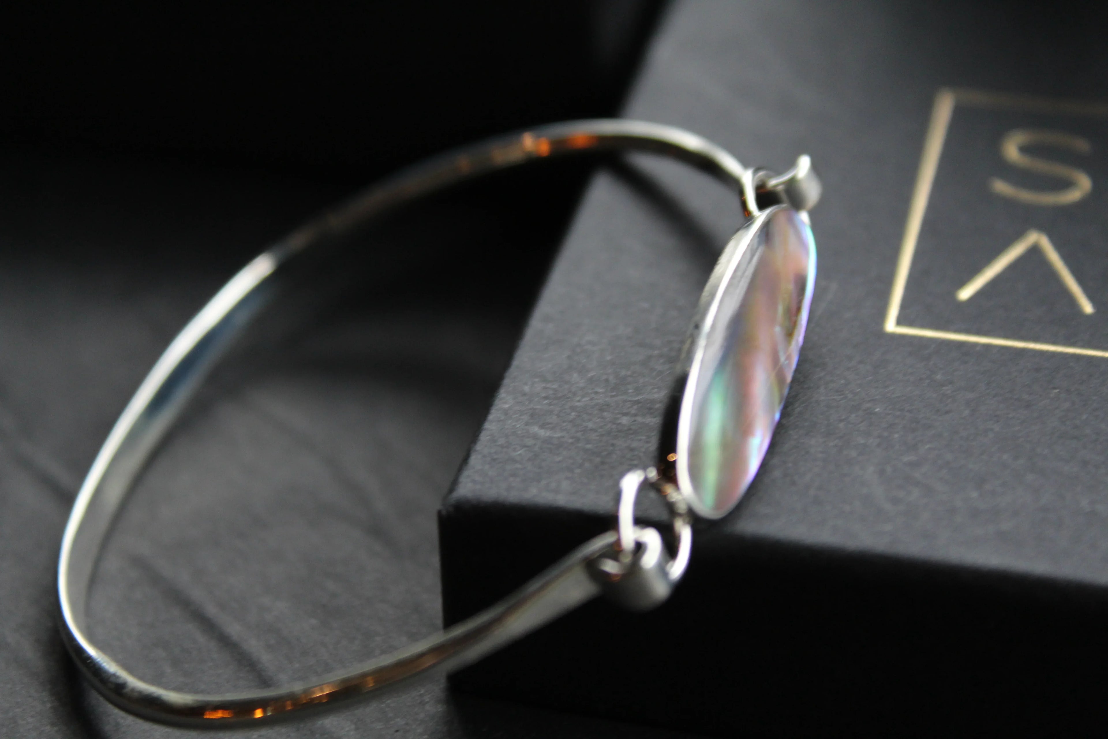 Abalone Silver Bangle - Swax Jewellery Barmouth