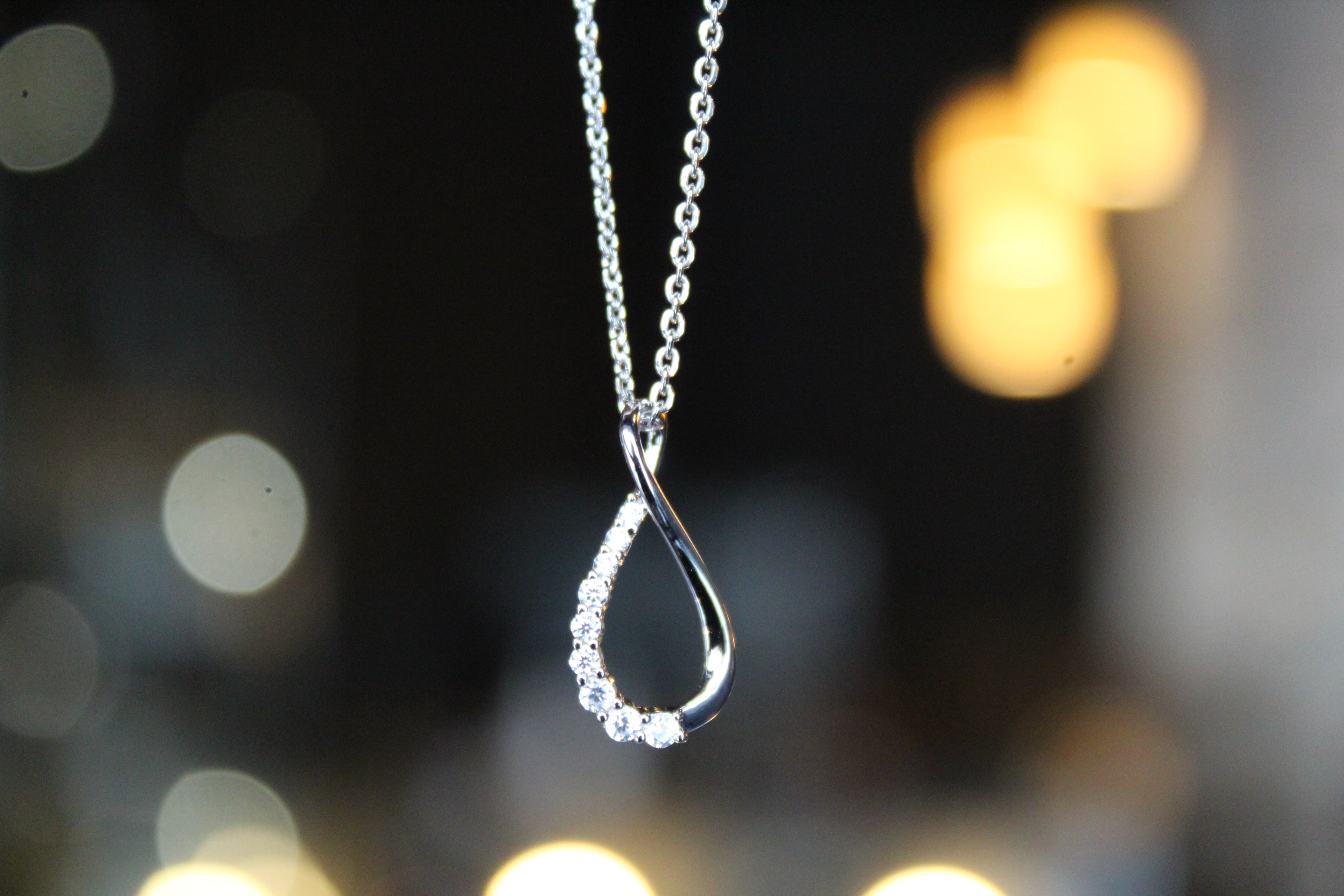 Infinity Loop CZ Pendant with 16-18" Diamond Chain