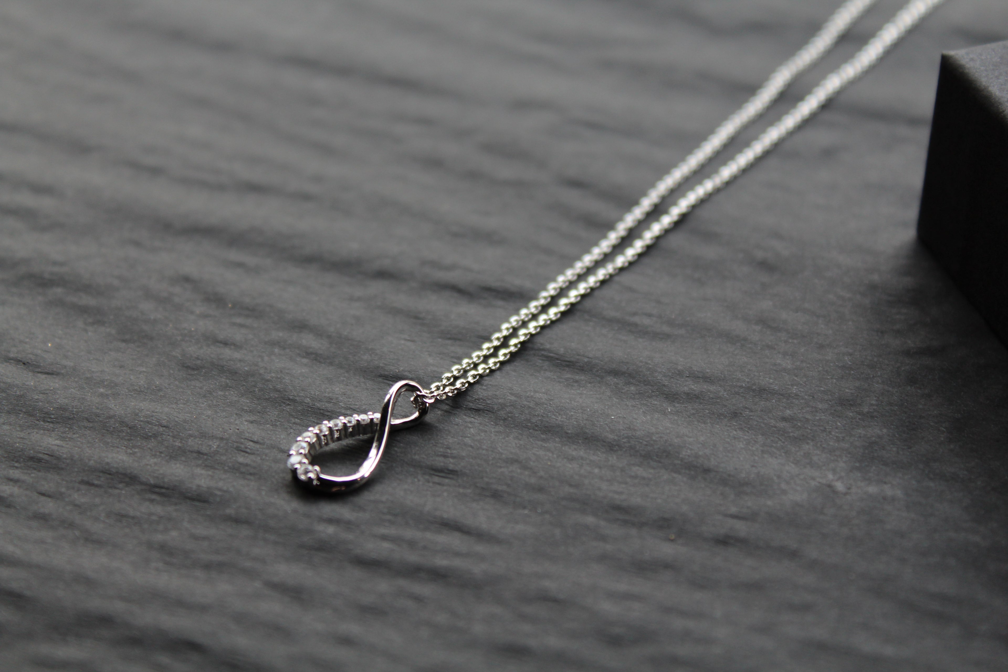 Infinity Loop CZ Pendant with 16-18" Diamond Chain