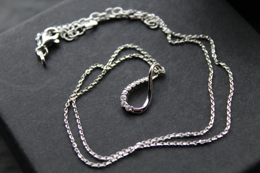 Infinity Loop CZ Pendant with 16-18" Diamond Chain