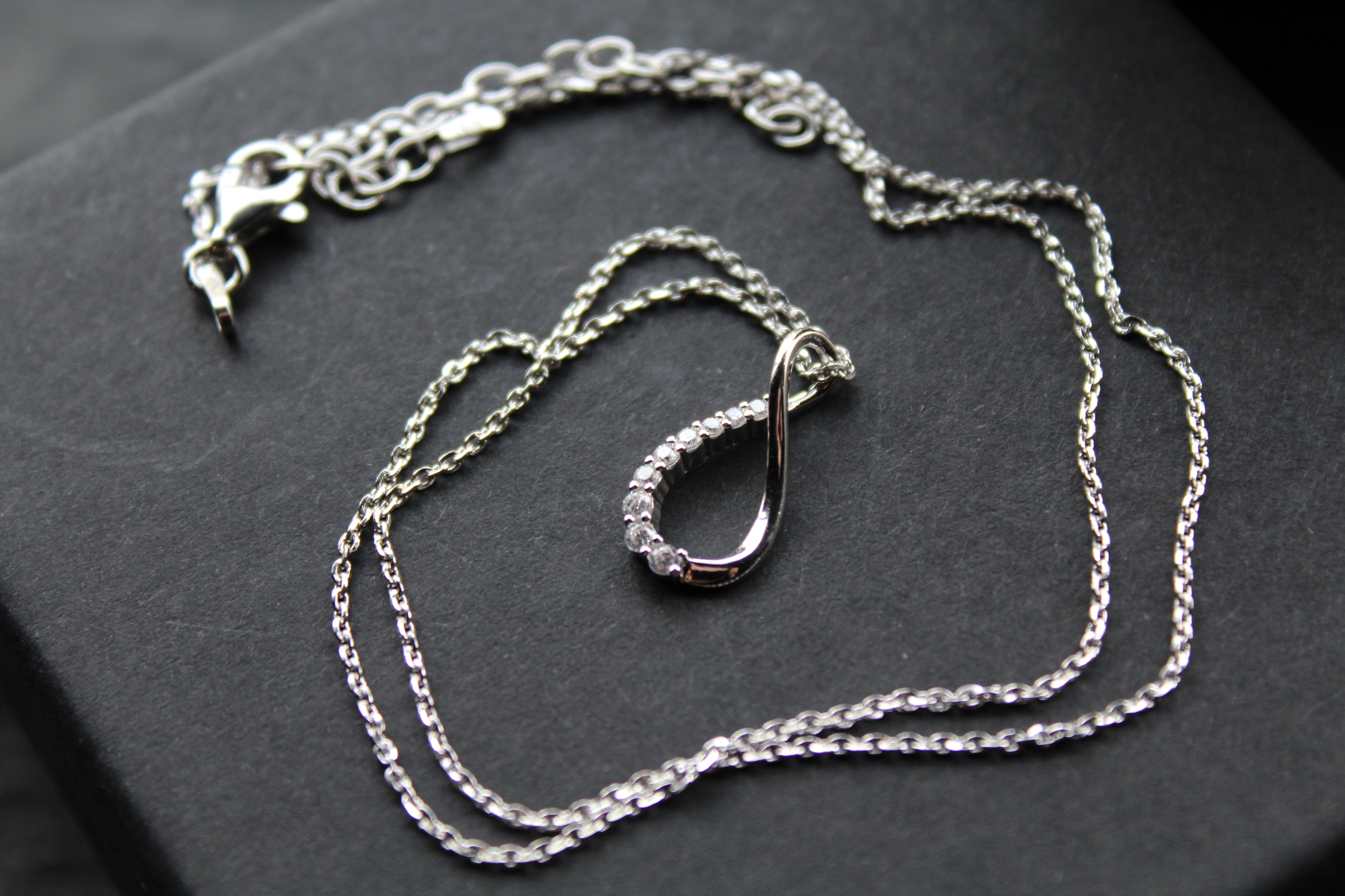 Infinity Loop CZ Pendant with 16-18" Diamond Chain