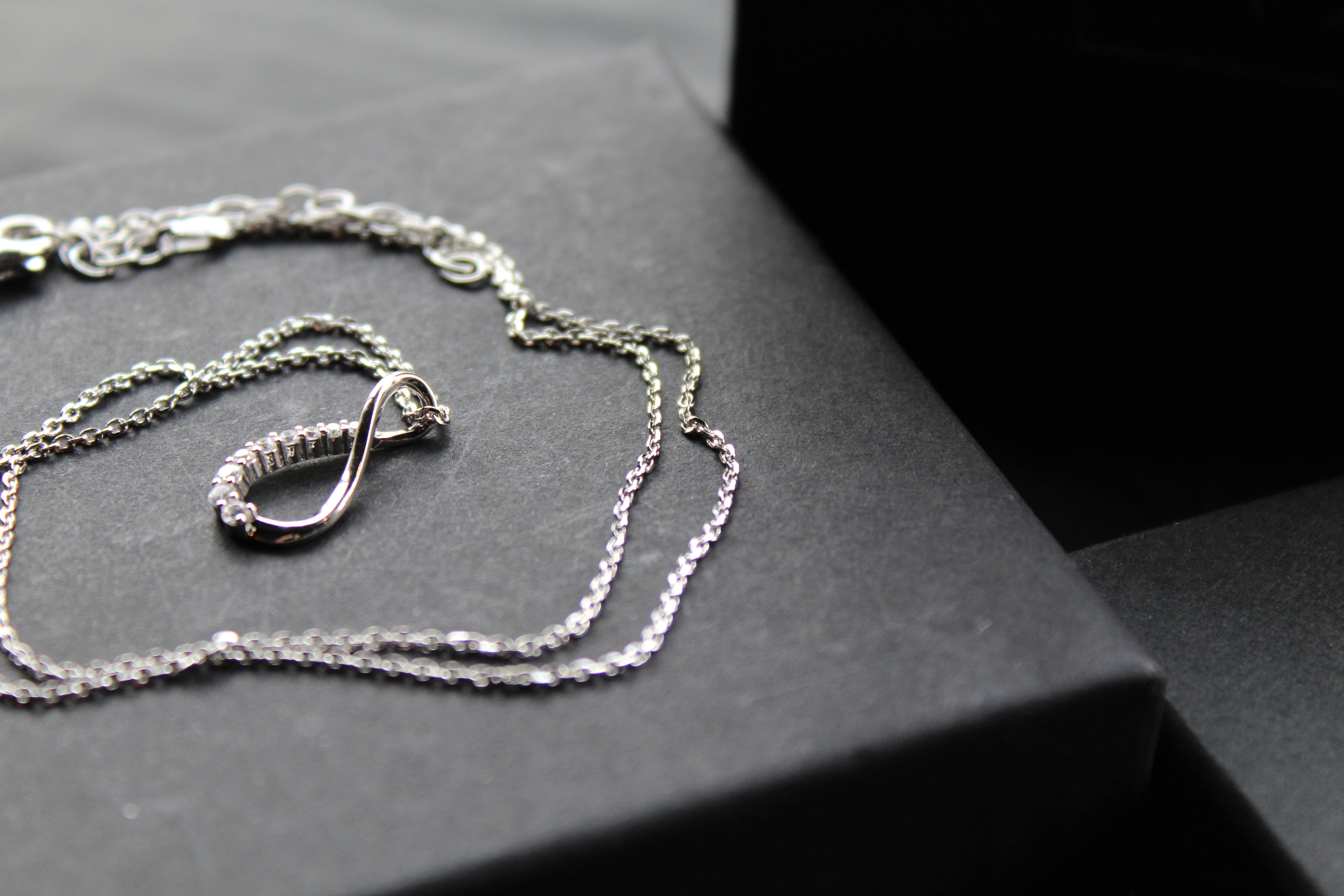 Infinity Loop CZ Pendant with 16-18" Diamond Chain