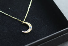 Load image into Gallery viewer, Lapis &amp; Clear CZ Moon on Chain
