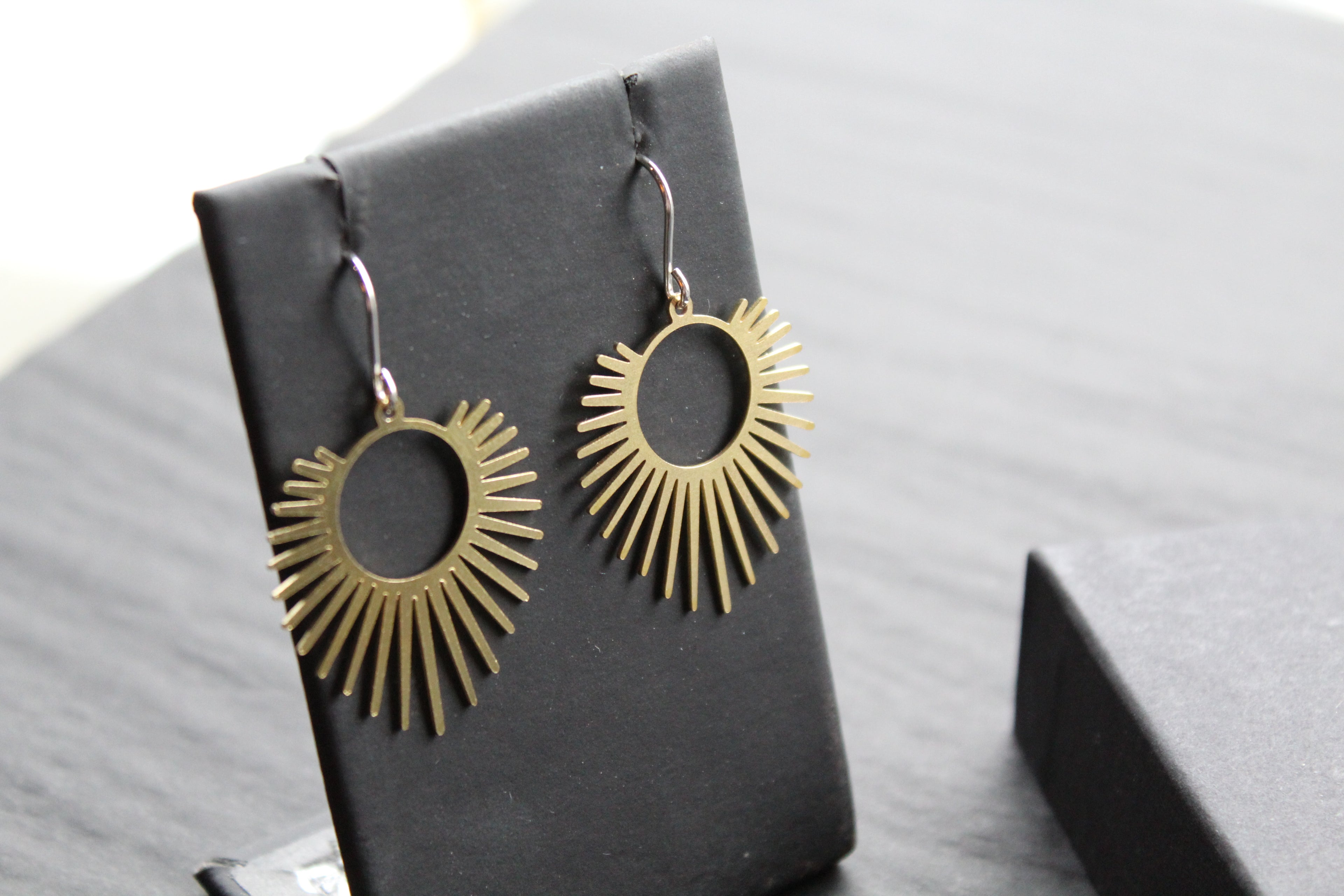 Large Brass Full Sun Statement Earrings
