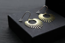 Load image into Gallery viewer, Large Brass Full Sun Statement Earrings
