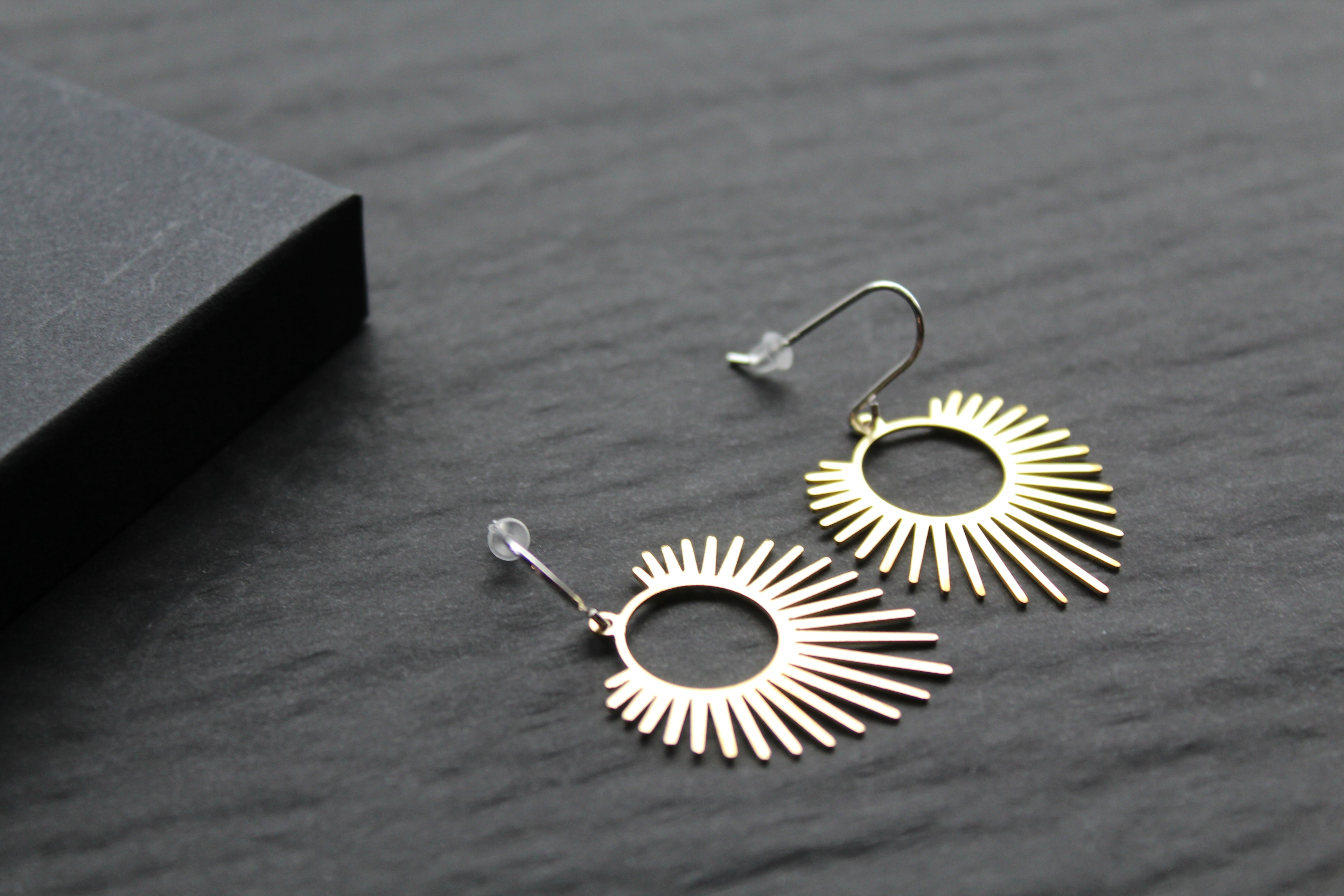 Large Brass Full Sun Statement Earrings