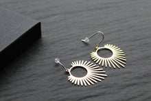 Load image into Gallery viewer, Large Brass Full Sun Statement Earrings
