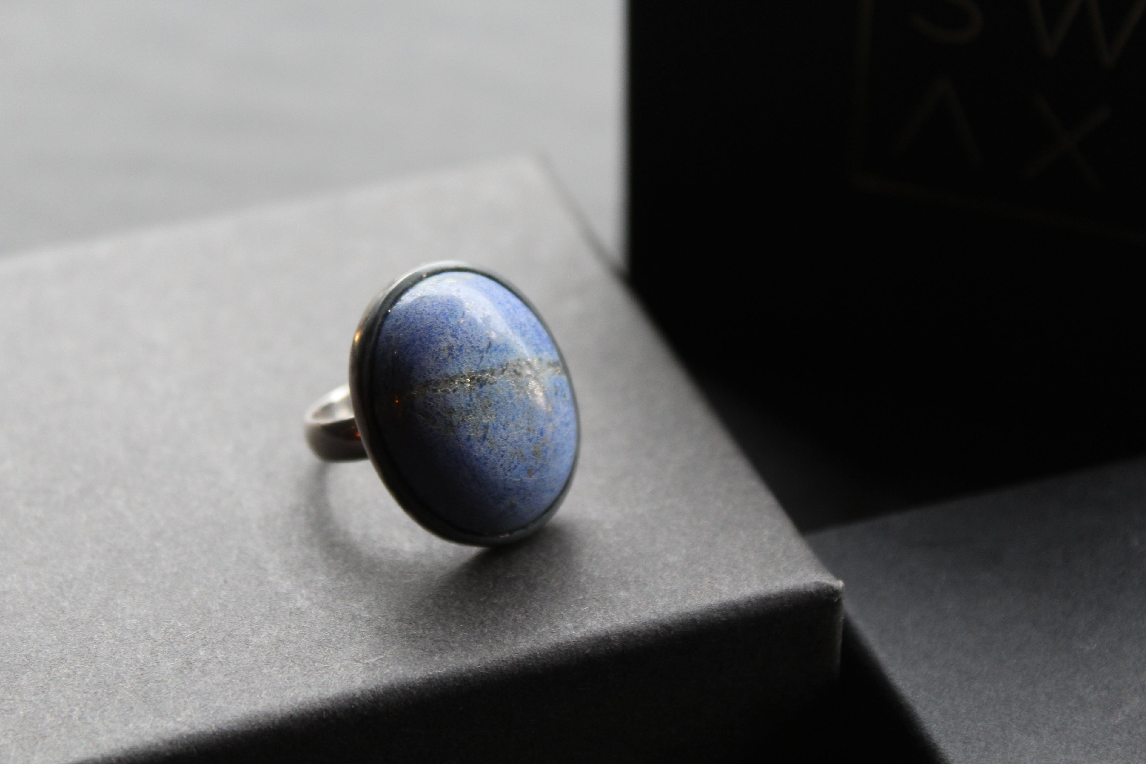 Large Oval Silver Lapis Ring