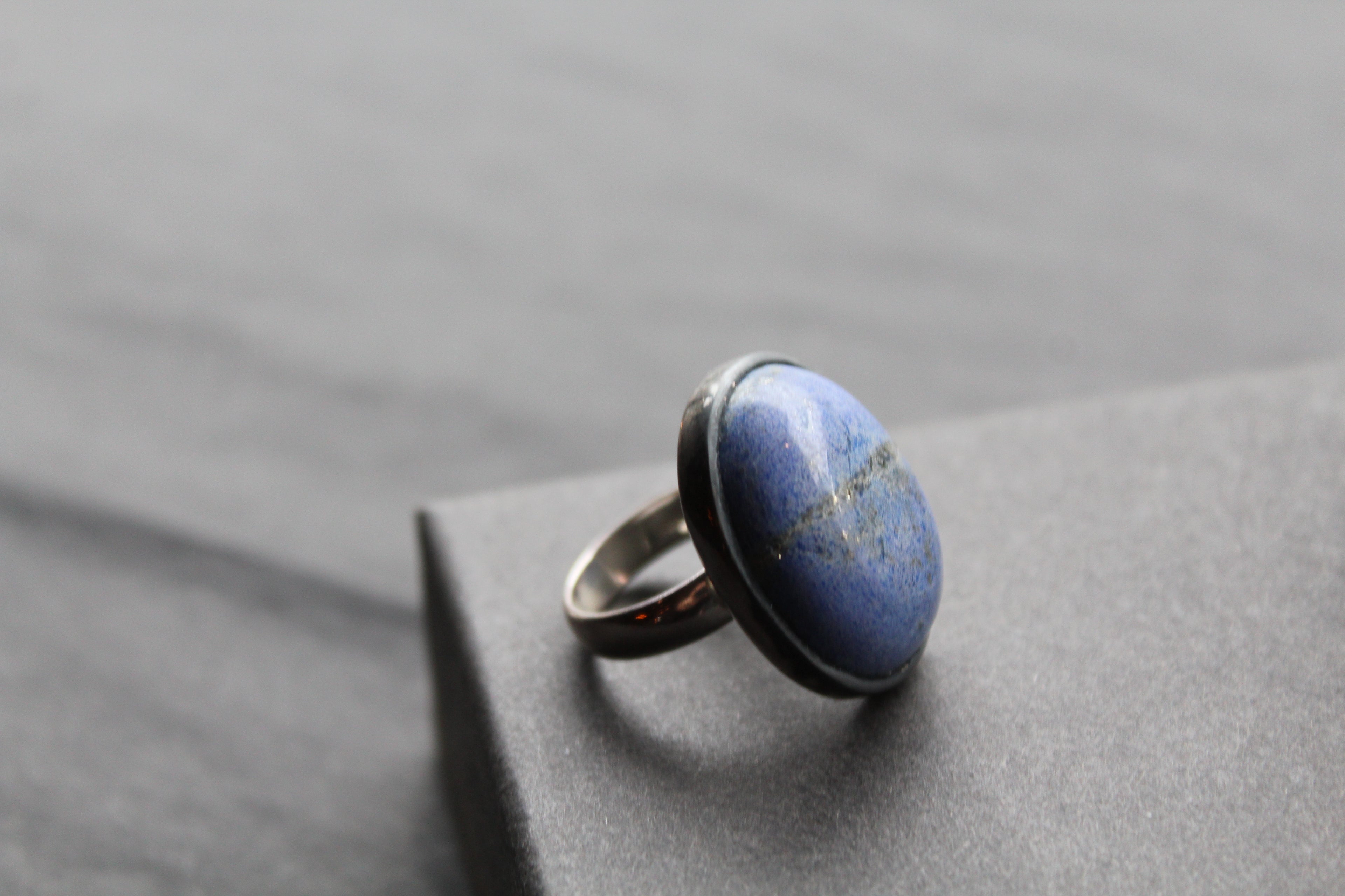 Large Oval Silver Lapis Ring