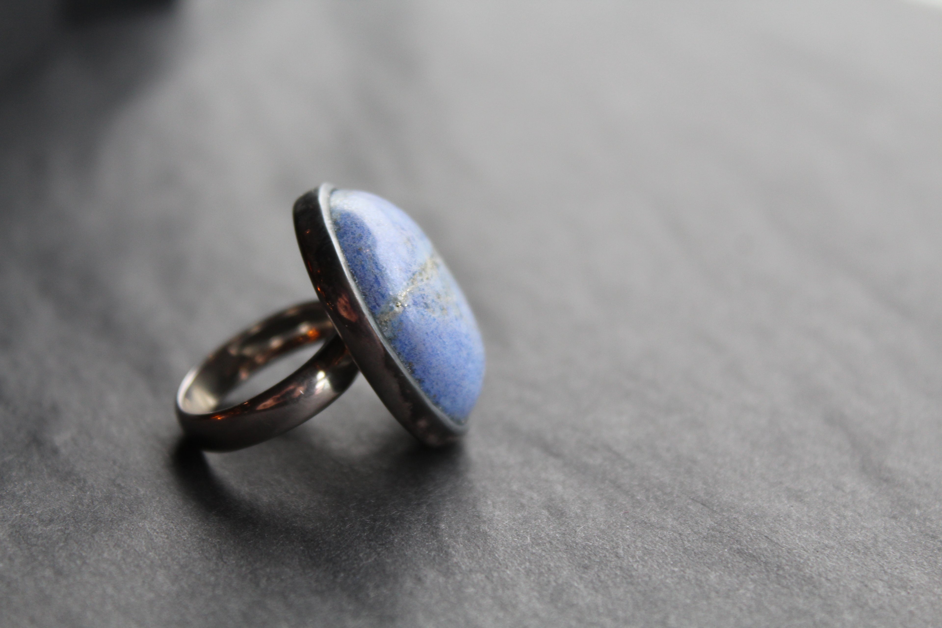 Large Oval Silver Lapis Ring