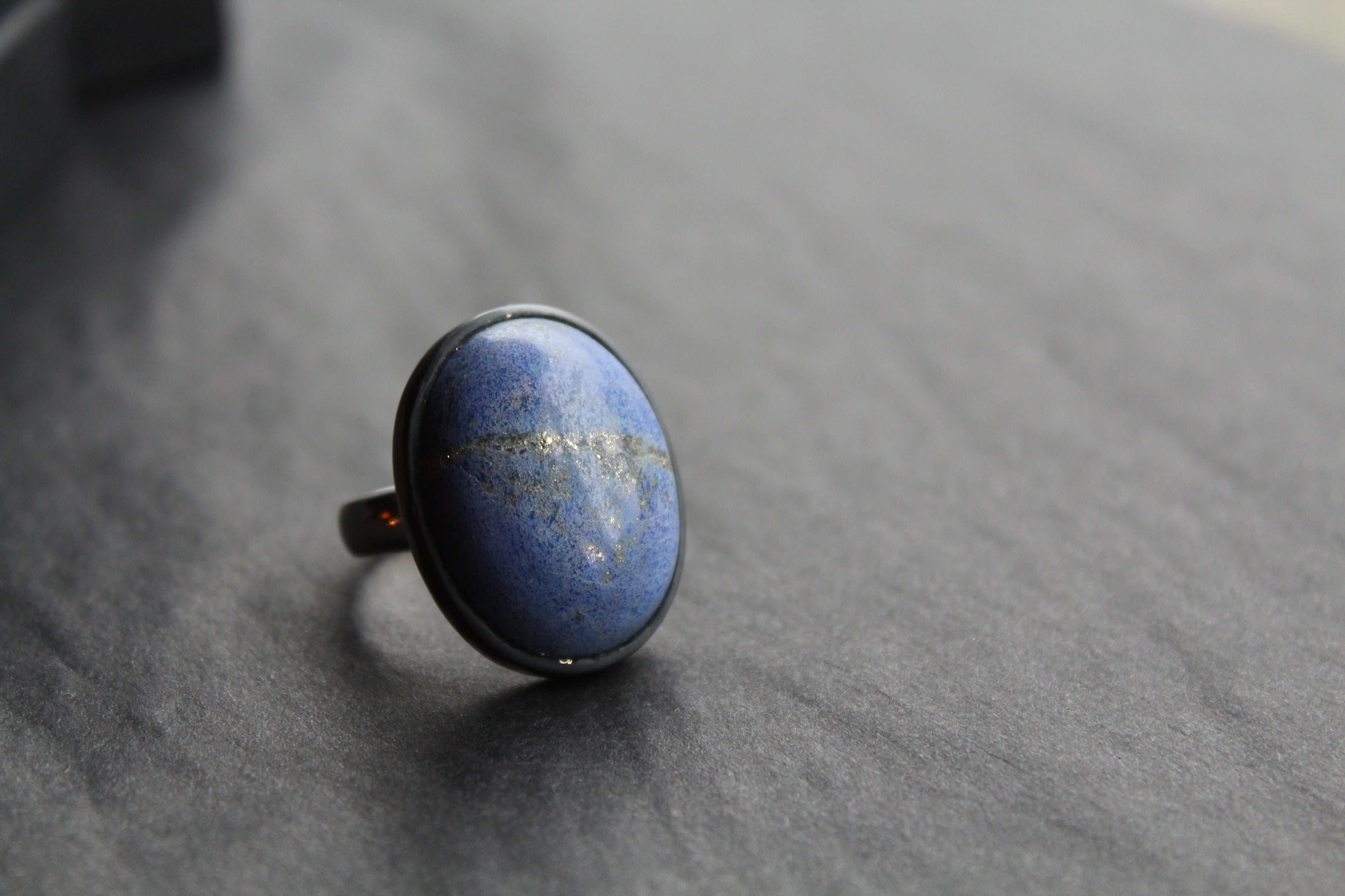 Large Oval Silver Lapis Ring
