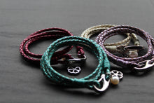 Load image into Gallery viewer, Leather Bracelet with Pearl &amp; Flower Charms
