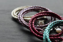 Load image into Gallery viewer, Leather Bracelet with Pearl &amp; Flower Charms

