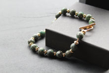 Load image into Gallery viewer, Men&#39;s Gold Tone African Turquoise Crystal Bracelet
