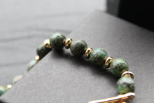 Load image into Gallery viewer, Men&#39;s Gold Tone African Turquoise Crystal Bracelet
