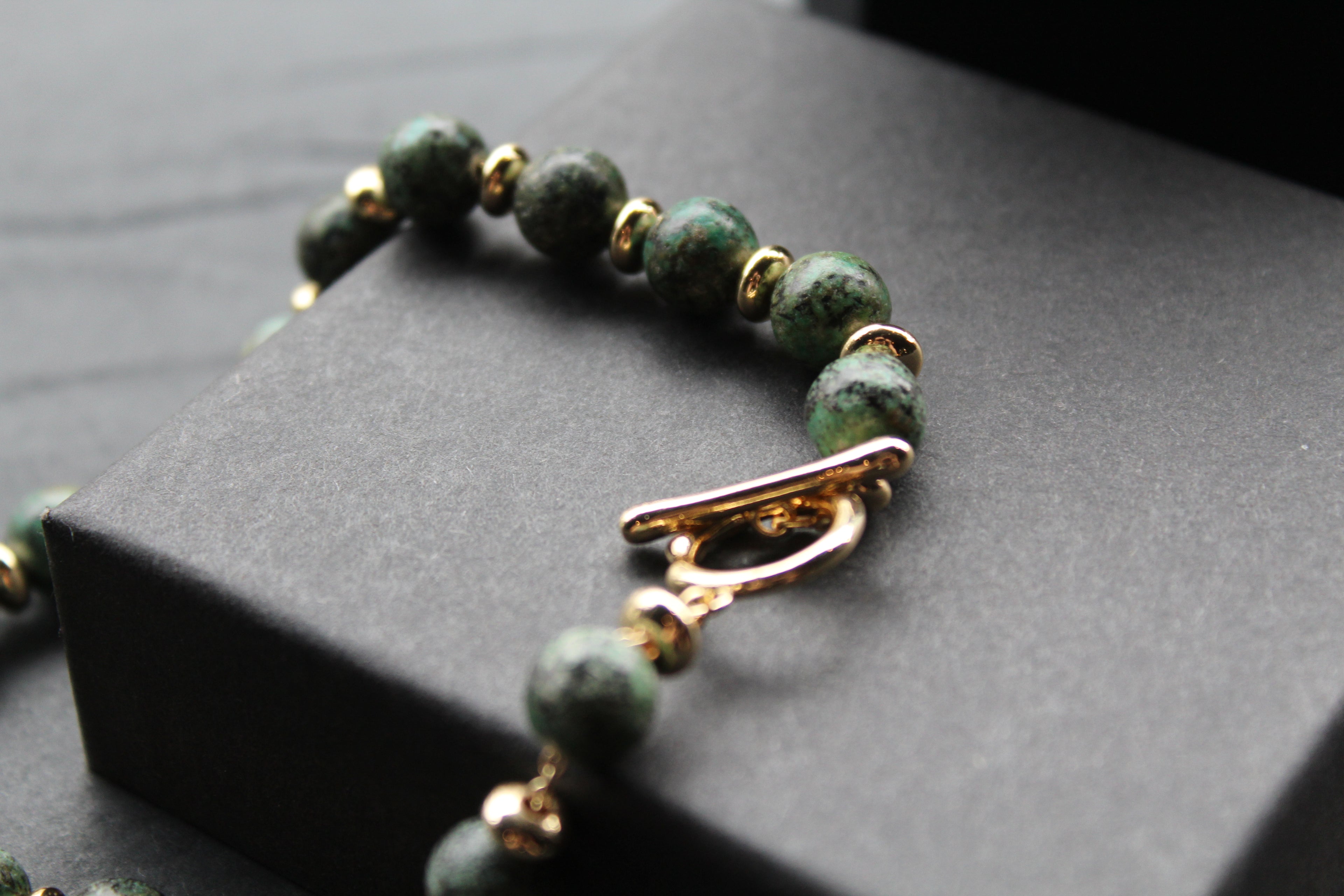 Men's Gold Tone African Turquoise Crystal Bracelet