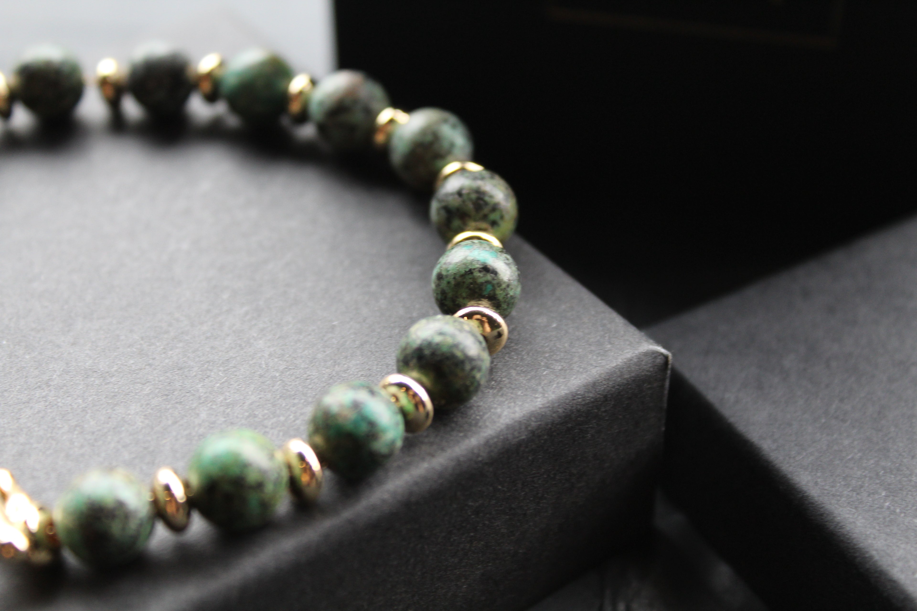 Men's Gold Tone African Turquoise Crystal Bracelet