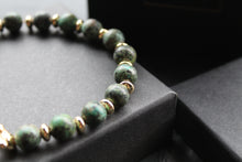 Load image into Gallery viewer, Men&#39;s Gold Tone African Turquoise Crystal Bracelet
