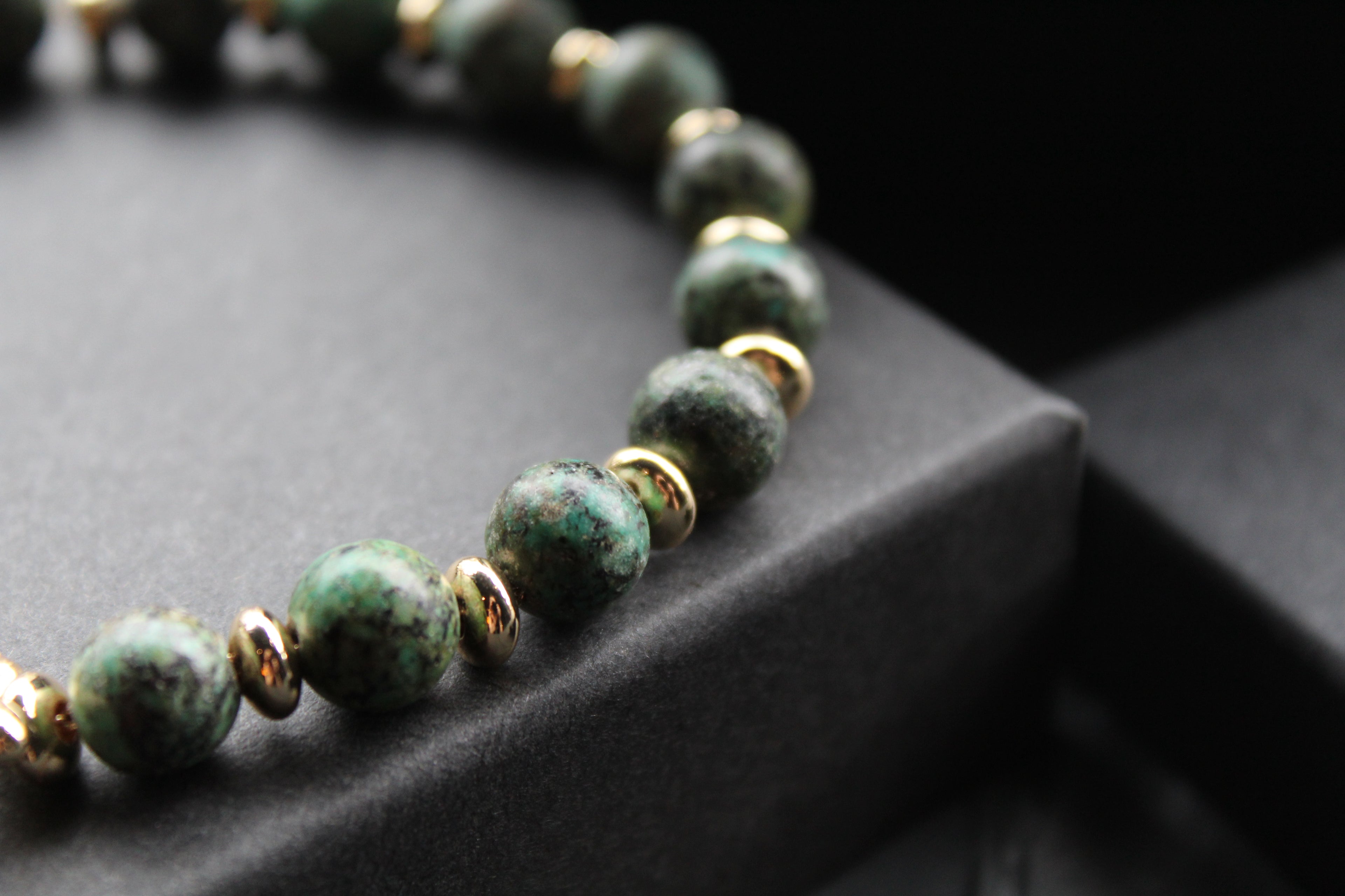 Men's Gold Tone African Turquoise Crystal Bracelet