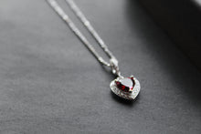 Load image into Gallery viewer, Mini Ruby Cubic Zirconia Drop Heart Pendant with 16-18&quot; Silver Chain
