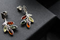 Mixed Amber Leaf Sprig Drop Earrings