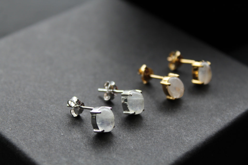 Moonstone Claw Studs